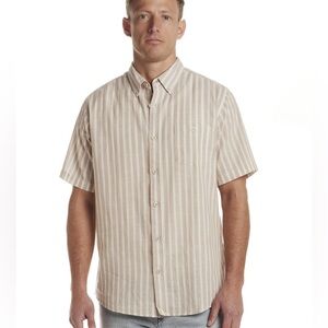 Frontier Threads Men's Striped Short Sleeve Buttondown Shirt- XXL